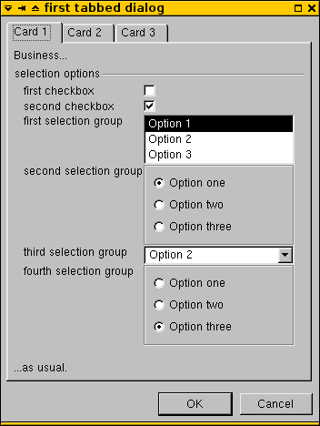 first card of tabbed dialog